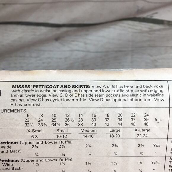 Vintage 1987 McCall's Sewing‎ Pattern 3079 Boho Petticoats & Skirts Size X-Small - Picture 11 of 15